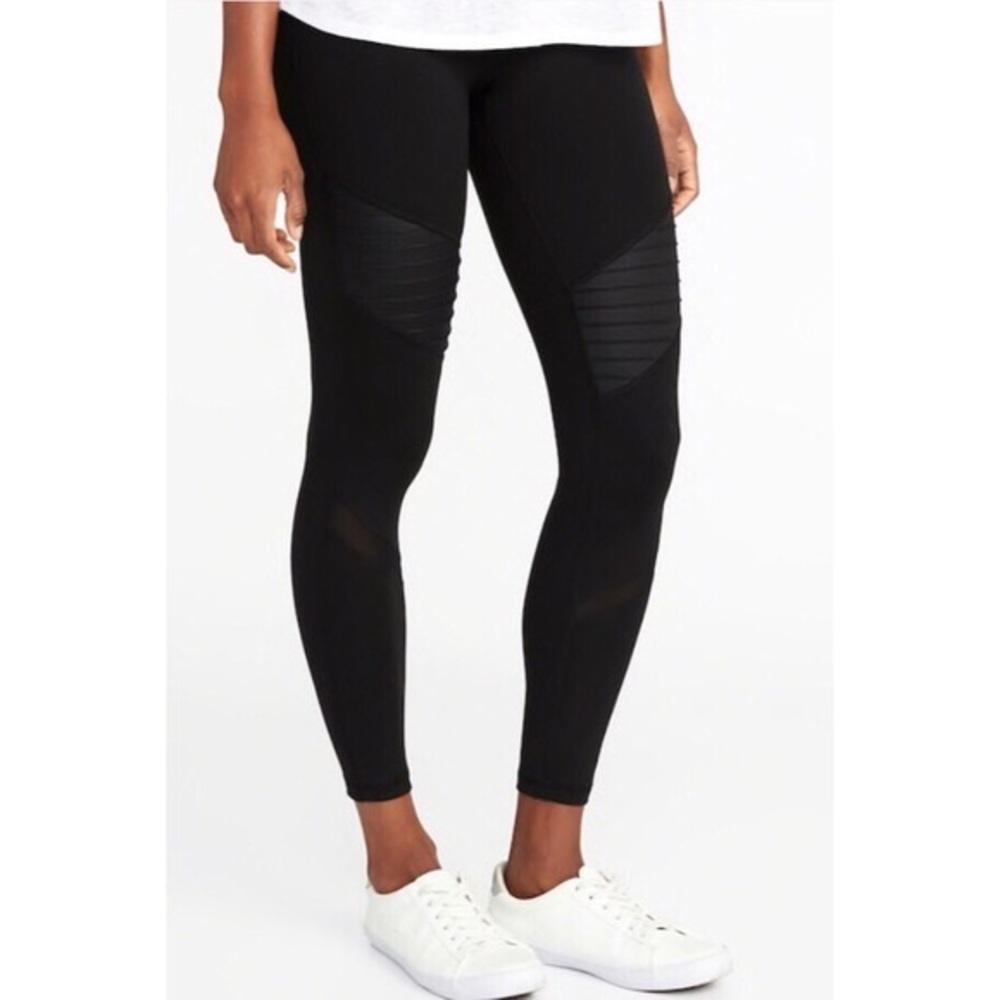 Black high rise 7/8 length moto street legging